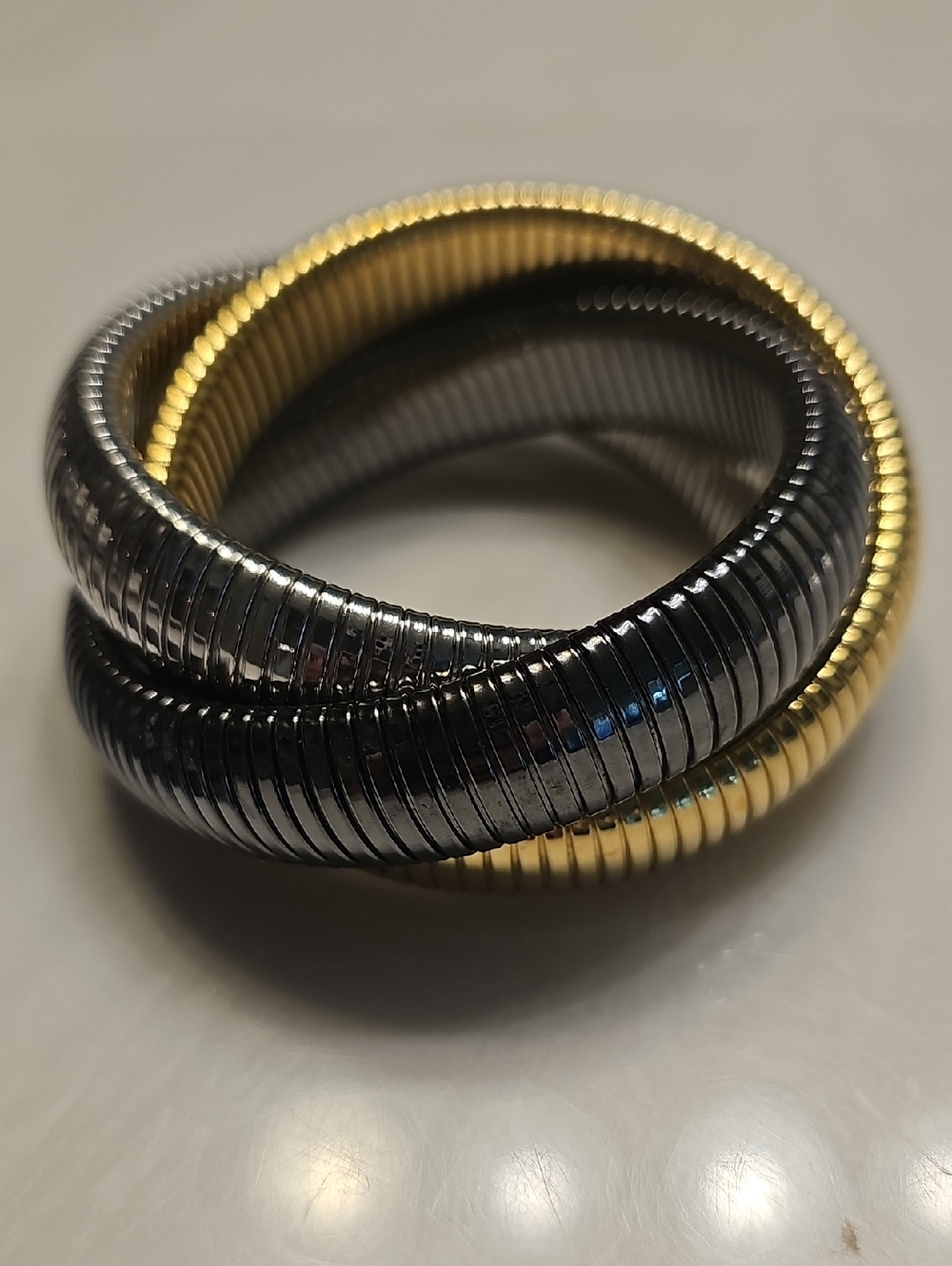 Janis Savitt Triple Cobra Bracelet — Gold, Silver, & Pewter